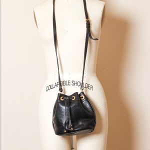 Vintage Leather Gold Hardware Drawstring Purse